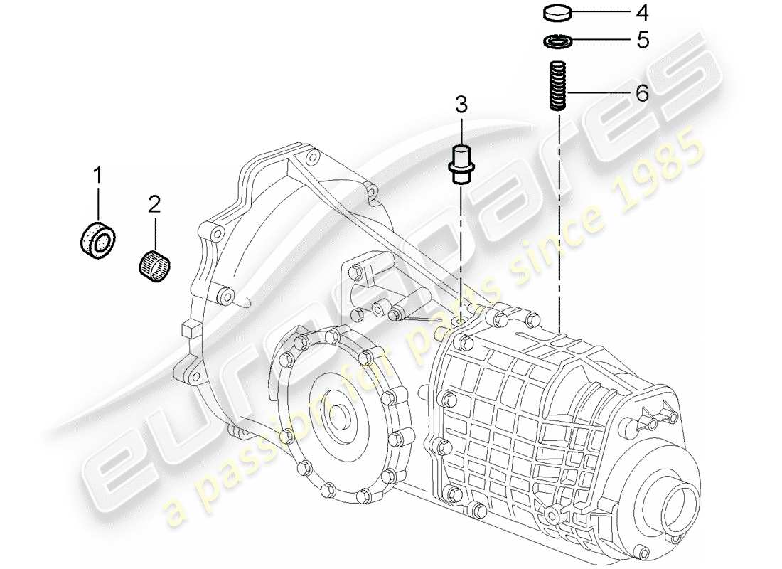 porsche boxster 986 (2003) transmission - single parts - d - mj 2000>> part diagram