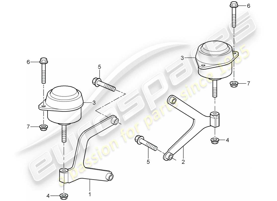 porsche boxster 986 (2004) manual gearbox - gearbox mounting - d - mj 2000>> part diagram