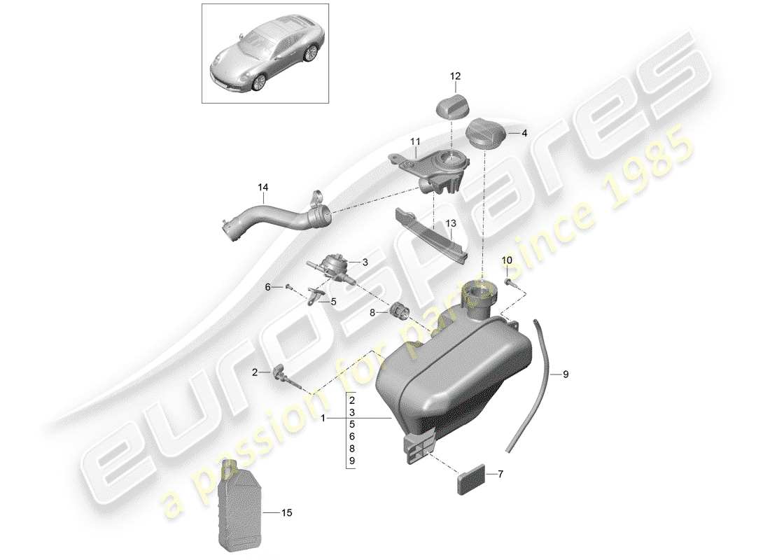 porsche 991 gen. 2 (2020) water cooling part diagram