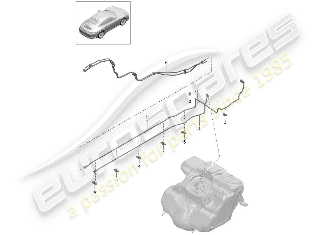 porsche 991 gen. 2 (2020) fuel line part diagram