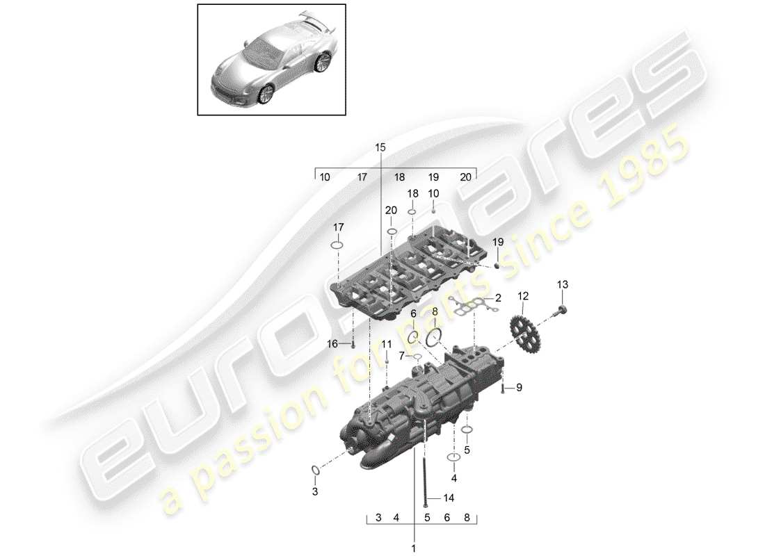 porsche 991r/gt3/rs (2016) oil pump part diagram