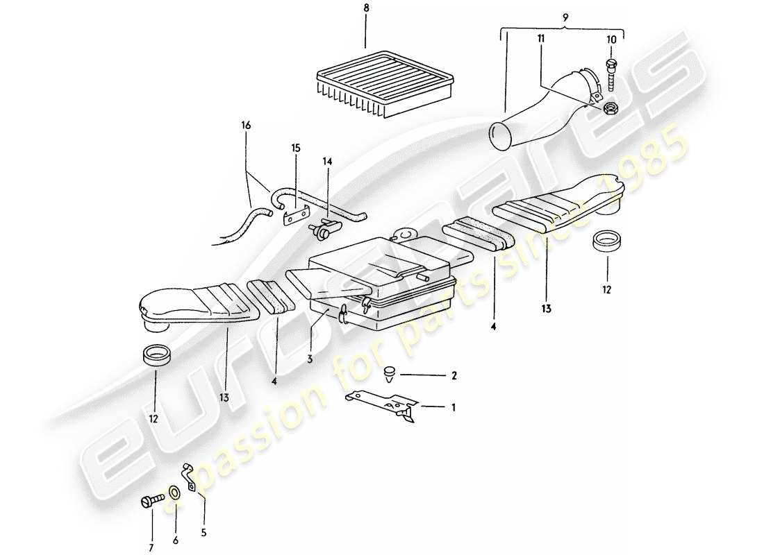 porsche 914 (1973) air cleaner part diagram