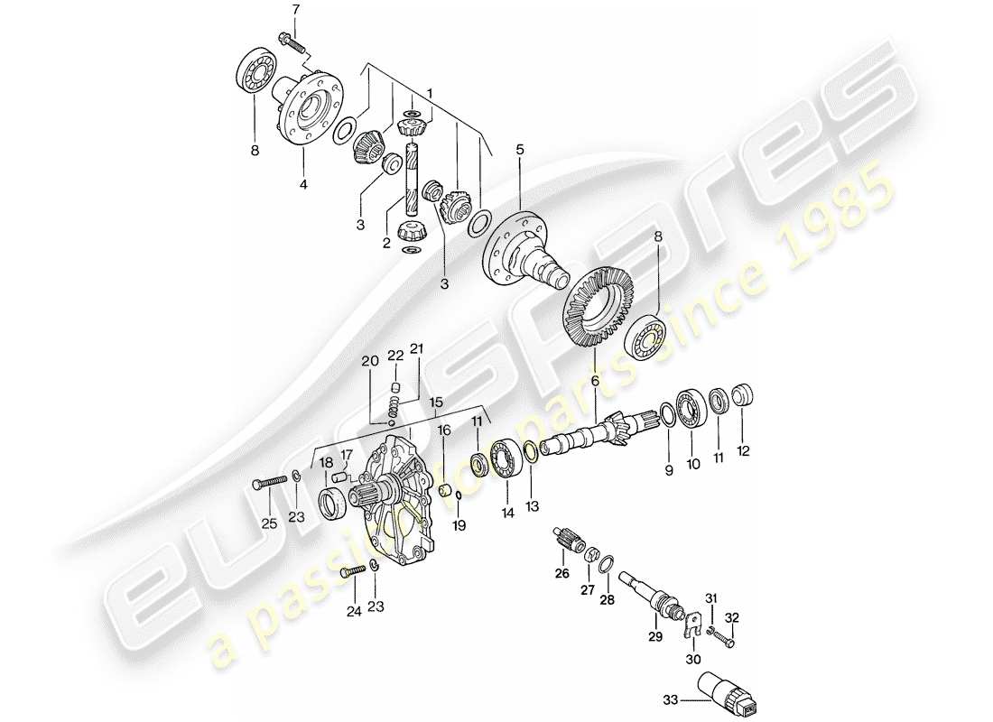 porsche 944 (1986) differential - automatic transmission part diagram