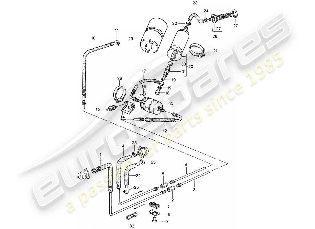 porsche 944 (1987) fuel system part diagram