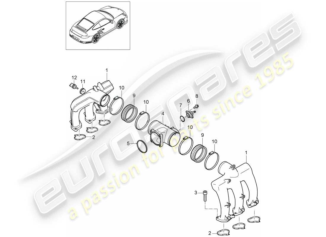 porsche 911 t/gt2rs (2013) intake air distributor part diagram