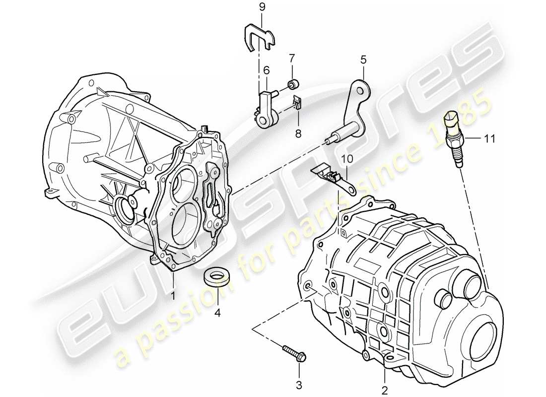 porsche boxster 986 (2003) transmission case - transmission cover part diagram