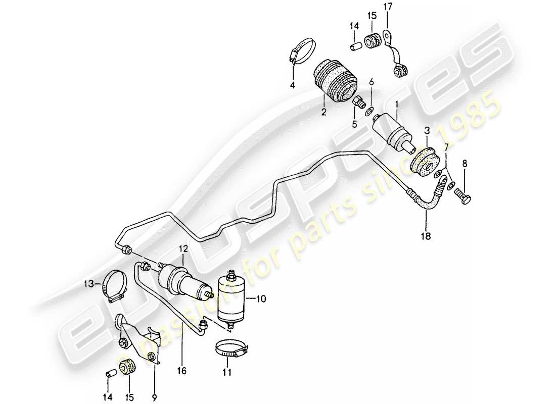 porsche 964 (1992) fuel system part diagram