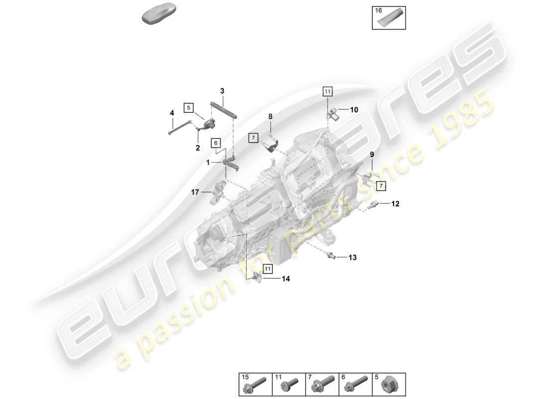 porsche boxster spyder (2019) manual gearbox part diagram