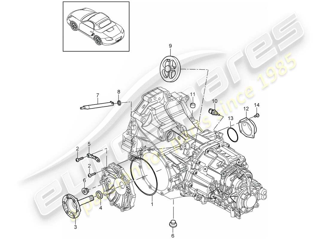 porsche boxster 987 (2012) replacement transmission part diagram