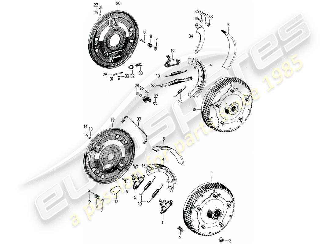 porsche 356b/356c (1964) brake part diagram