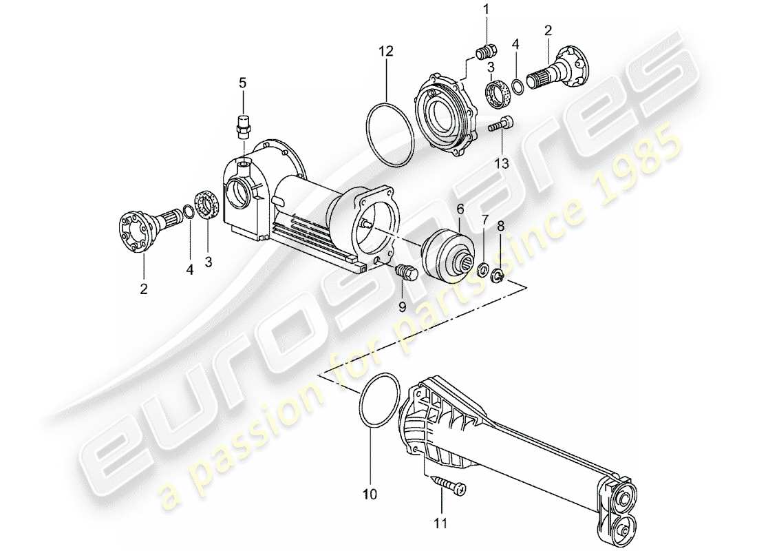 porsche 996 t/gt2 (2001) front axle differential - viscous clutch - single parts part diagram