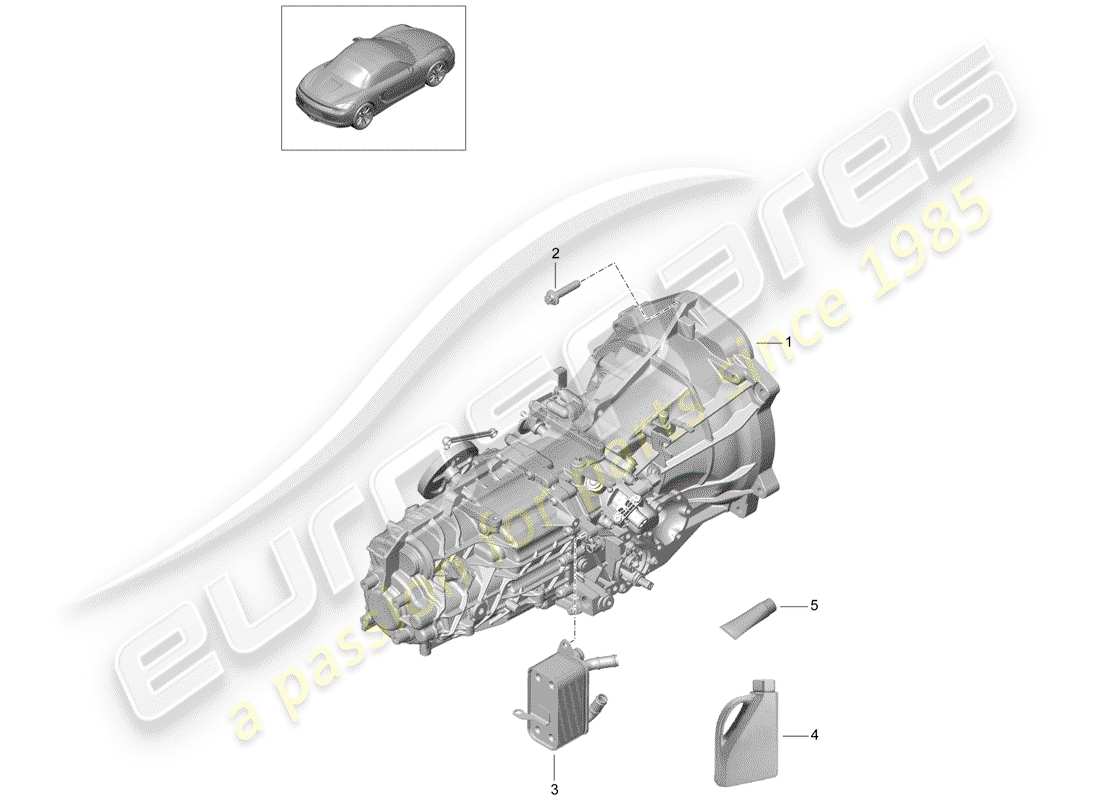 porsche boxster 981 (2016) manual gearbox part diagram