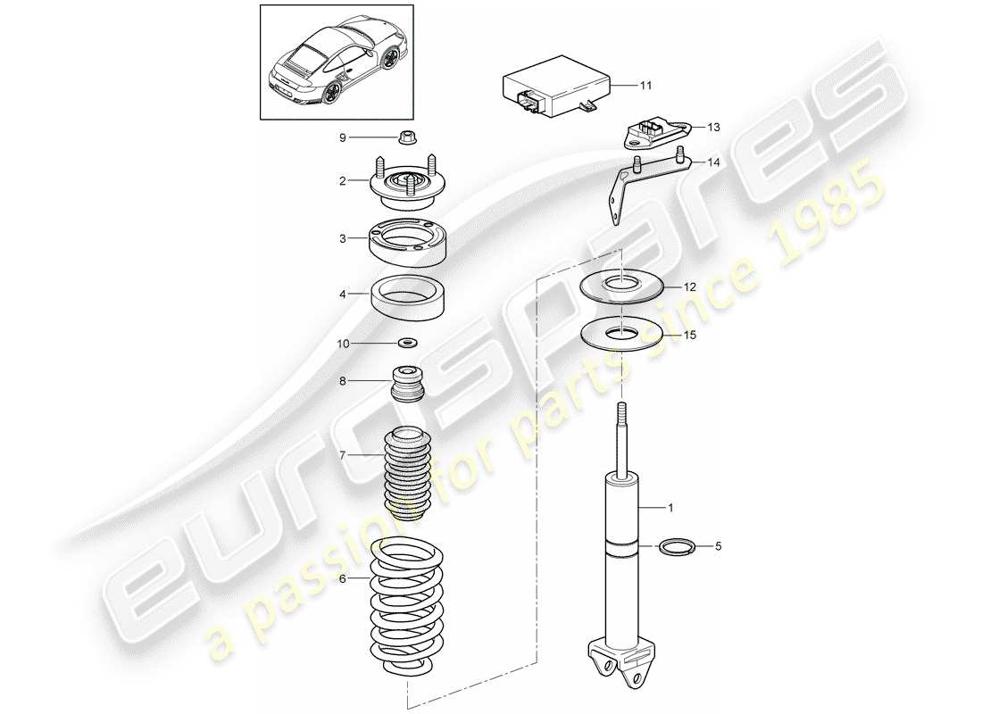 porsche 911 t/gt2rs (2013) shock absorber part diagram