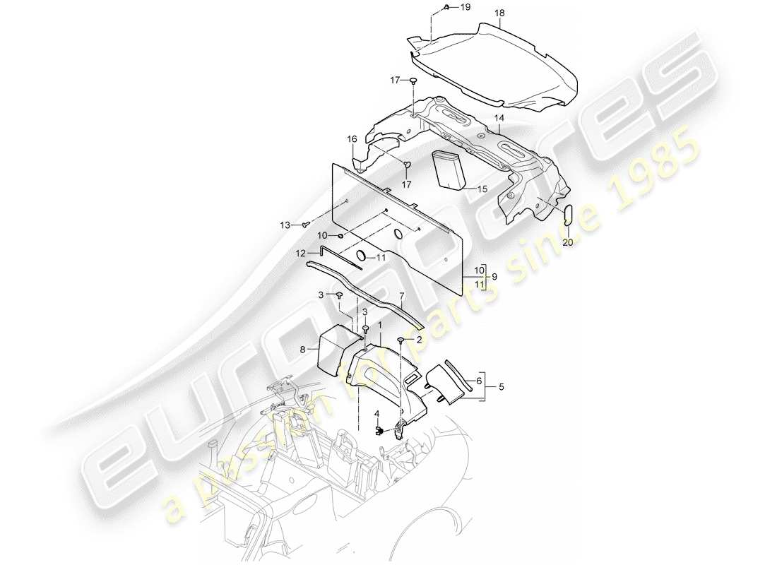 porsche 997 gen. 2 (2011) trims part diagram