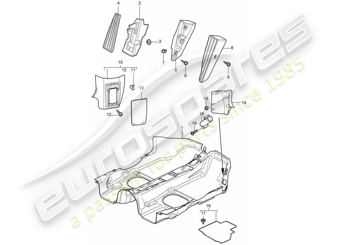 porsche 997 gen. 2 (2011) floor cover part diagram