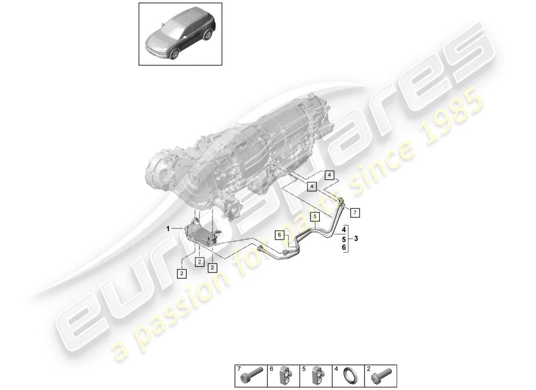 porsche cayenne e3 (2018) 8-speed automatic gearbox part diagram