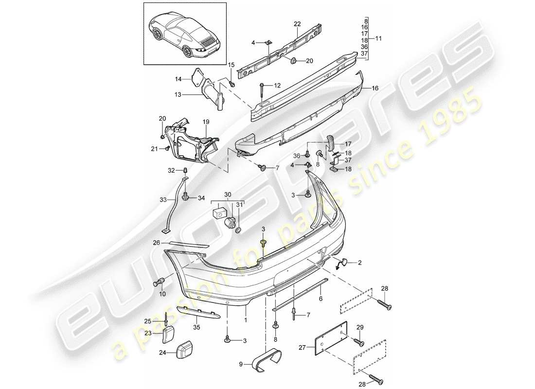 porsche 997 gen. 2 (2011) bumper part diagram