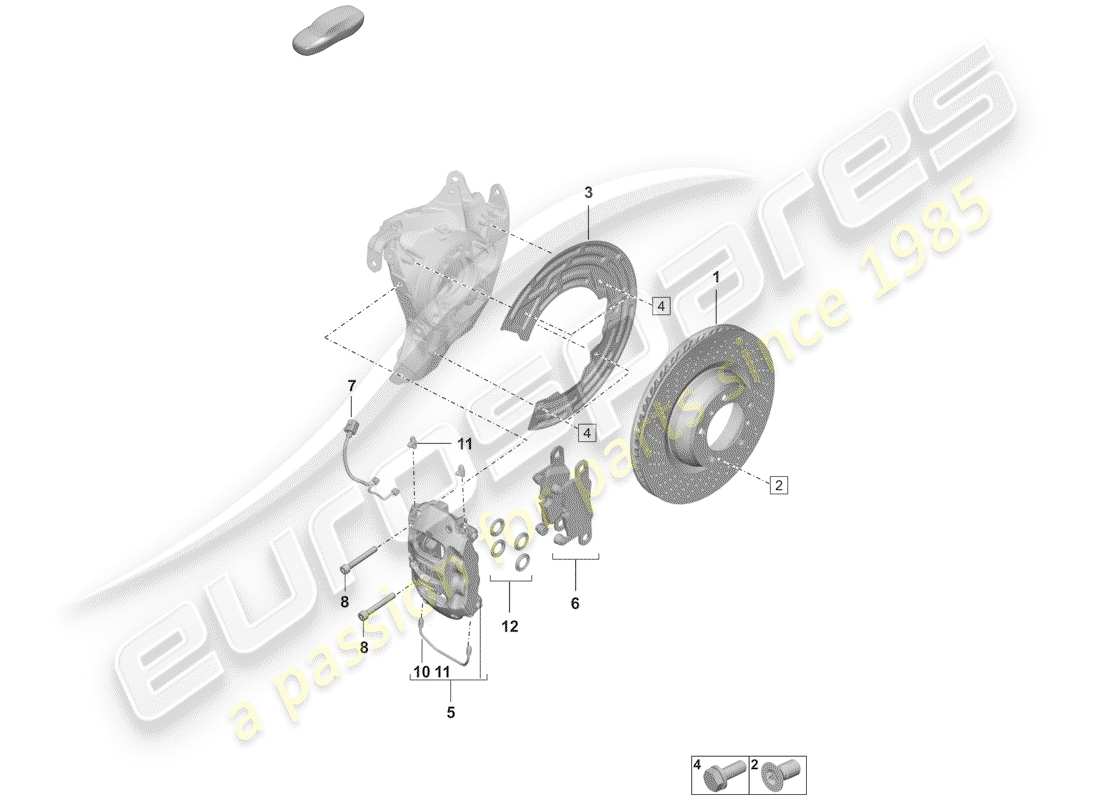 porsche 2020 disc brakes part diagram