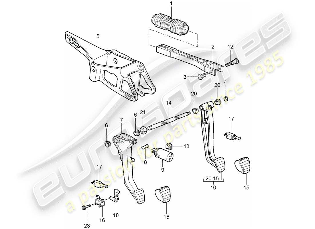 porsche 997 (2005) pedals part diagram