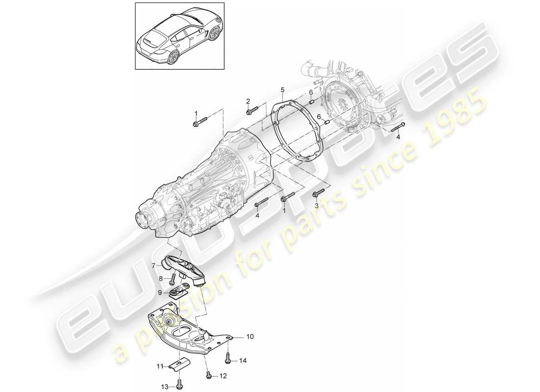 porsche panamera 970 (2011) mounting parts for engine and part diagram