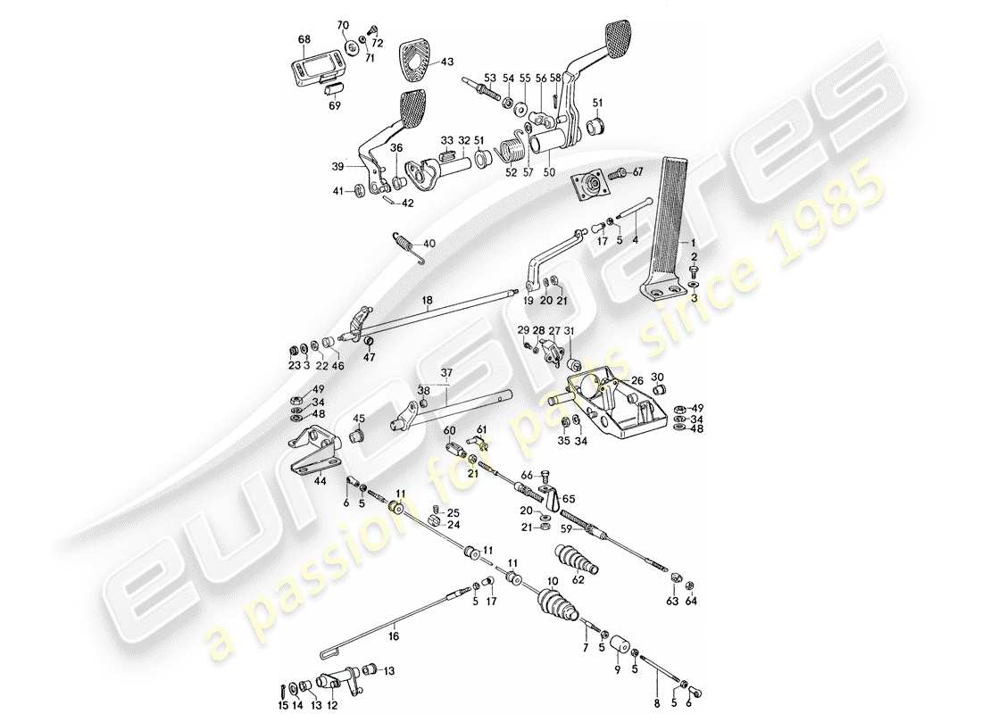 porsche 911 (1976) pedals part diagram