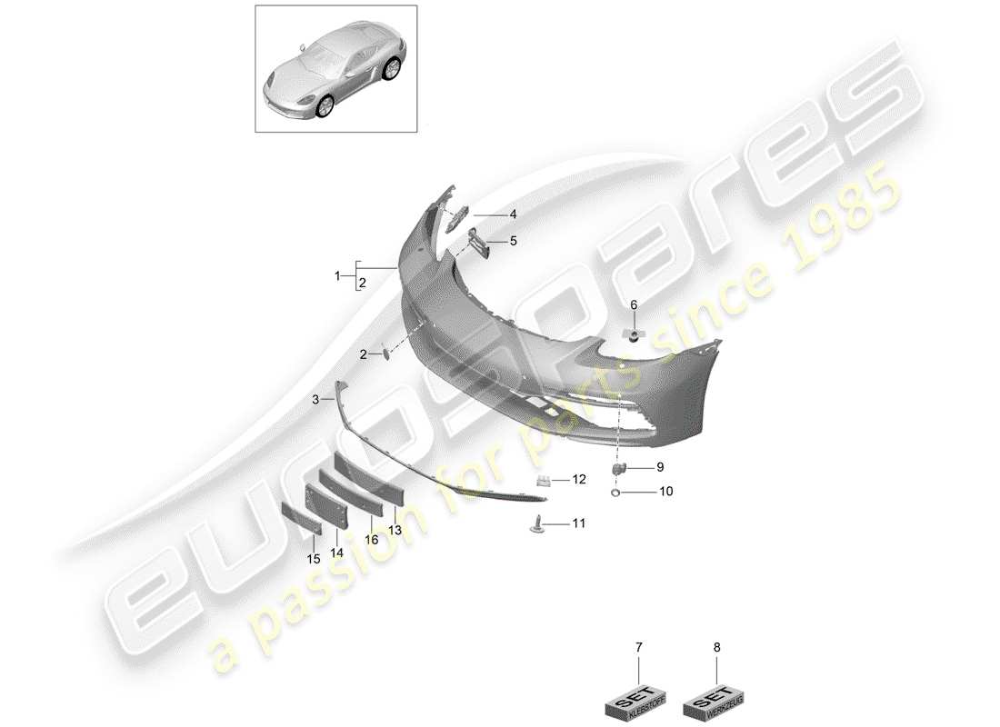 porsche 718 cayman (2018) bumper part diagram