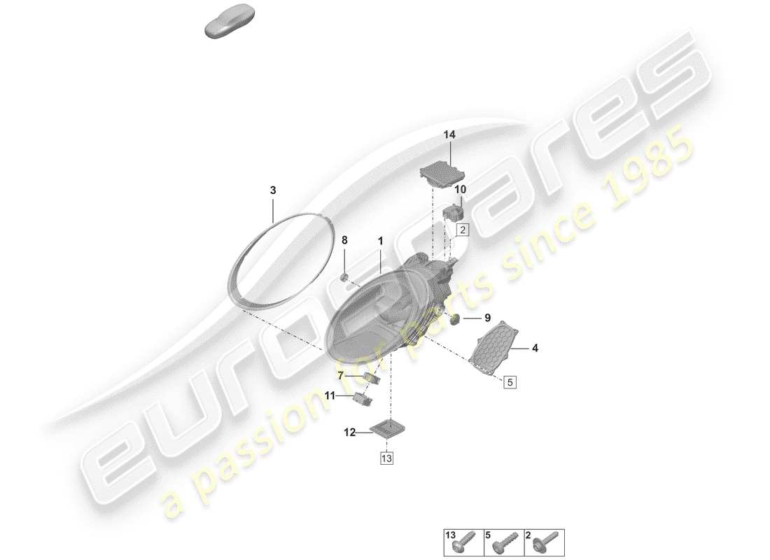 porsche 2019 led headlight with part diagram