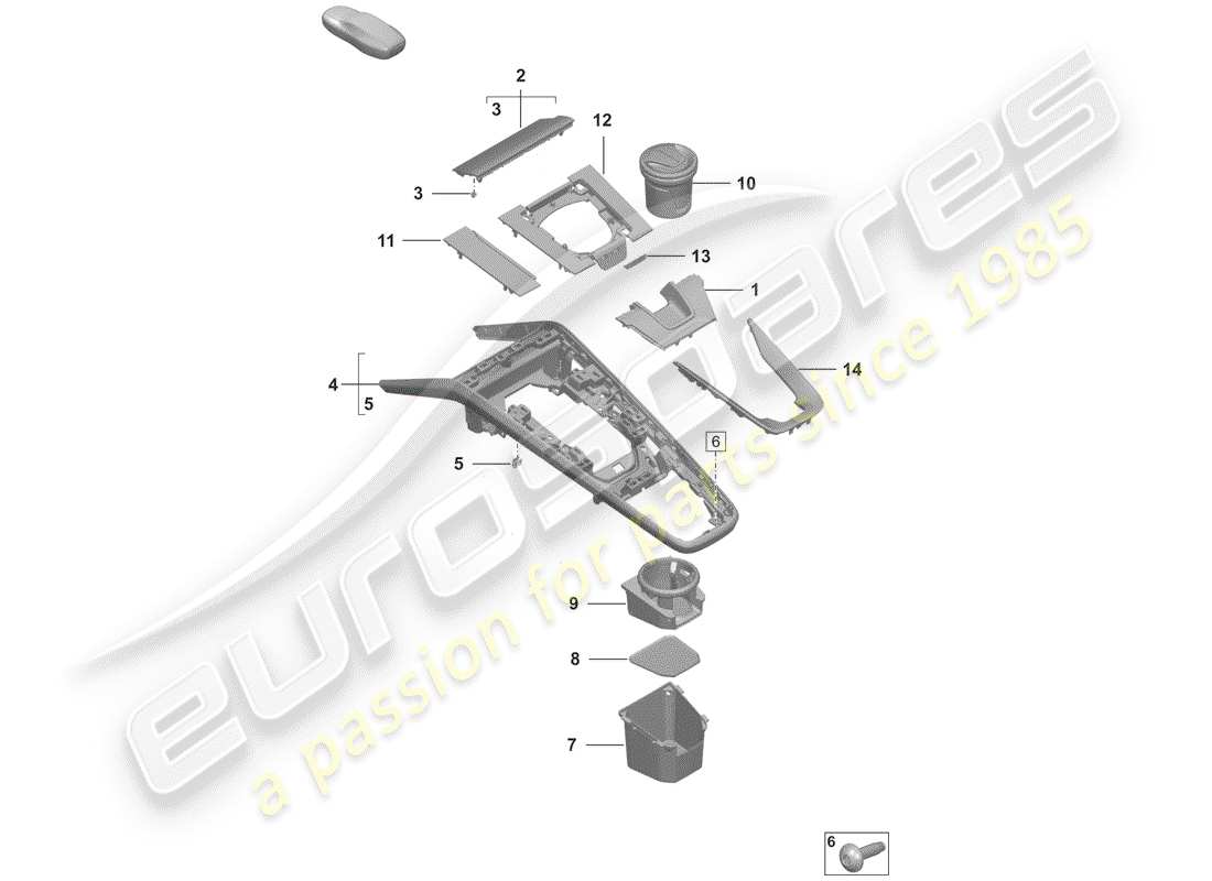 porsche 2020 center console part diagram