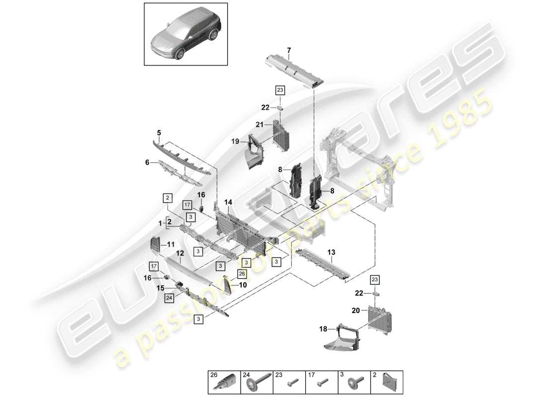 porsche cayenne e3 (2018) air duct part diagram