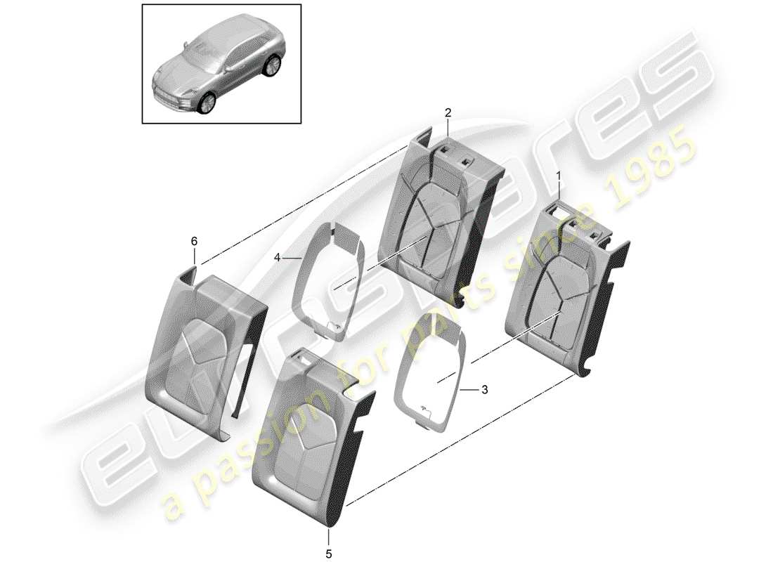 porsche macan (2020) foam part part diagram