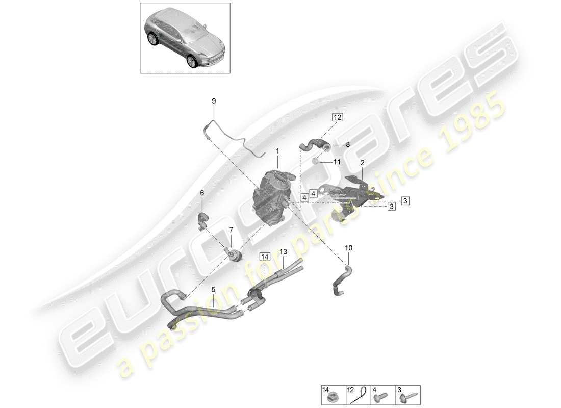 porsche macan (2020) additional heater part diagram