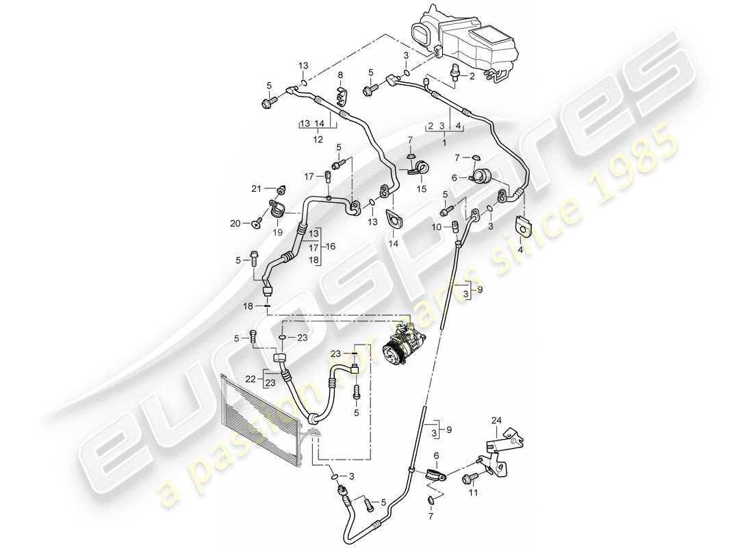 porsche cayenne (2010) refrigerant circuit part diagram