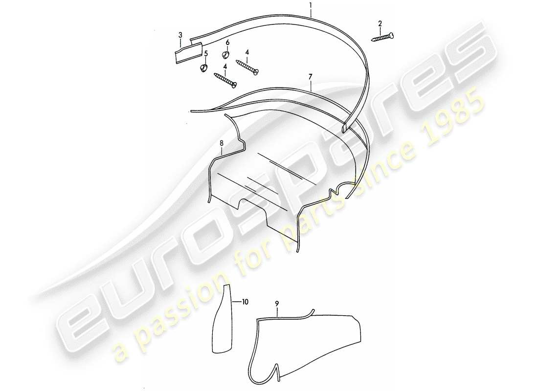 porsche 356b/356c (1962) trims - interior equipment part diagram