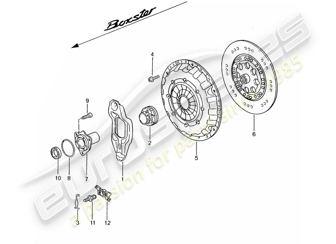 porsche boxster 986 (2001) clutch part diagram