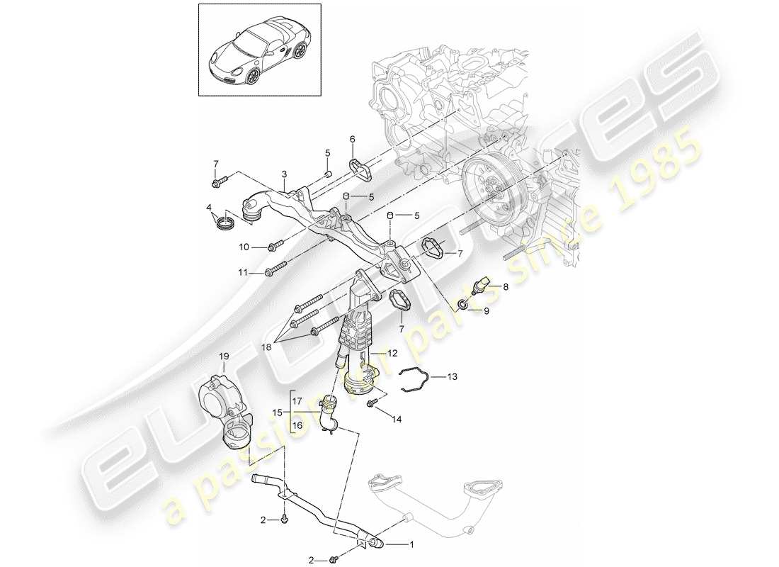 porsche boxster 987 (2012) sub-frame part diagram