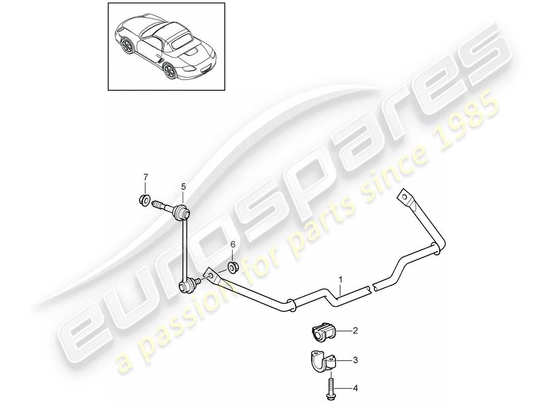 porsche boxster 987 (2012) stabilizer part diagram