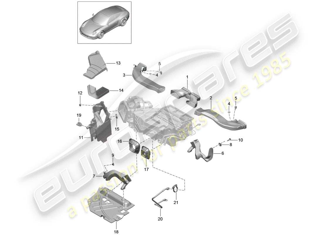 porsche 991 (2012) air duct part diagram