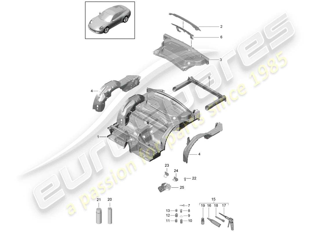 porsche 991 (2012) rear end part diagram