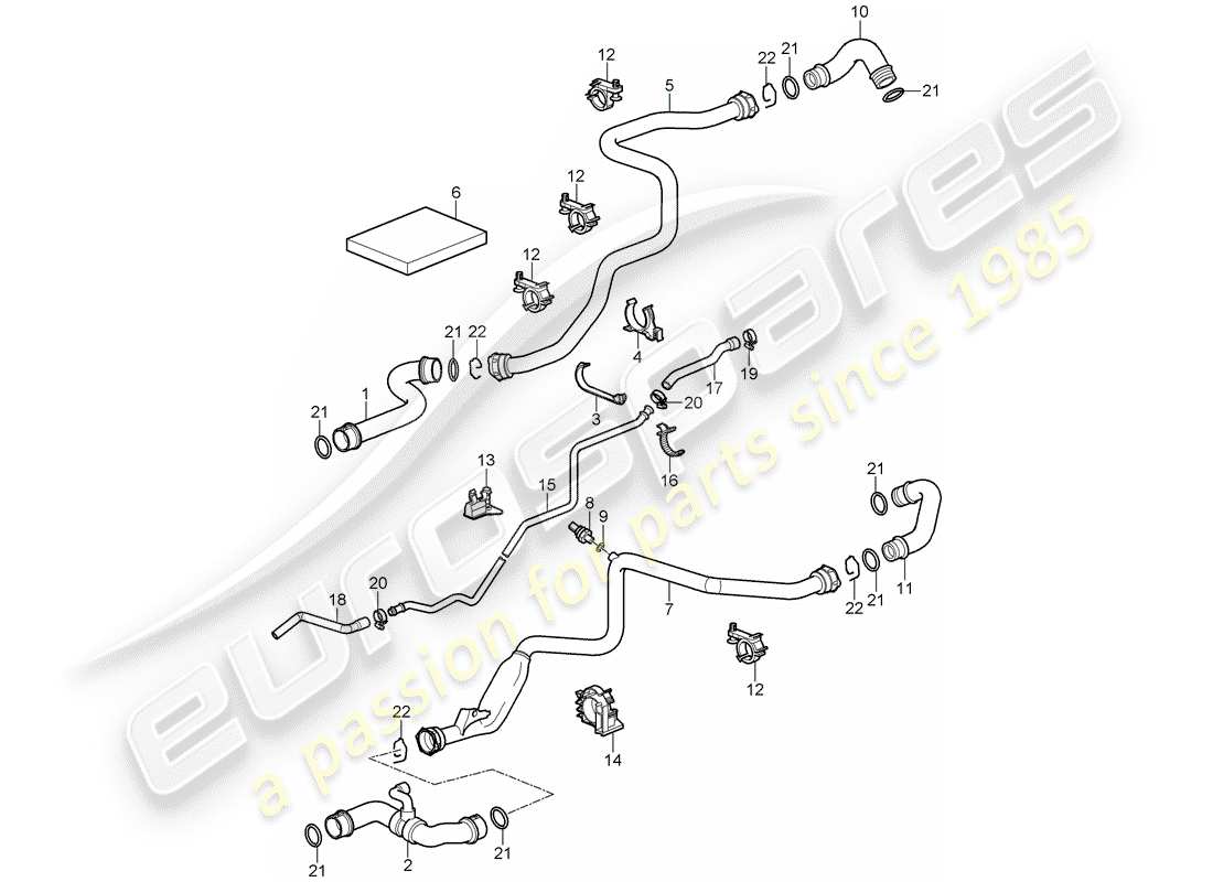 porsche 997 gt3 (2007) water cooling 1 part diagram