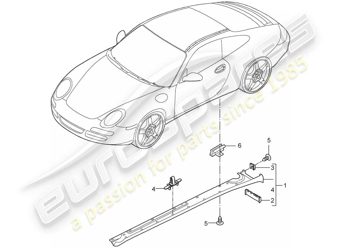 porsche 997 gen. 2 (2010) side member trim part diagram