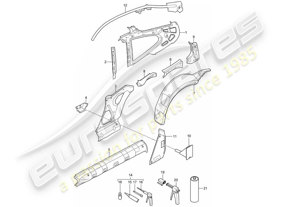 porsche 997 gen. 2 (2010) side panel part diagram