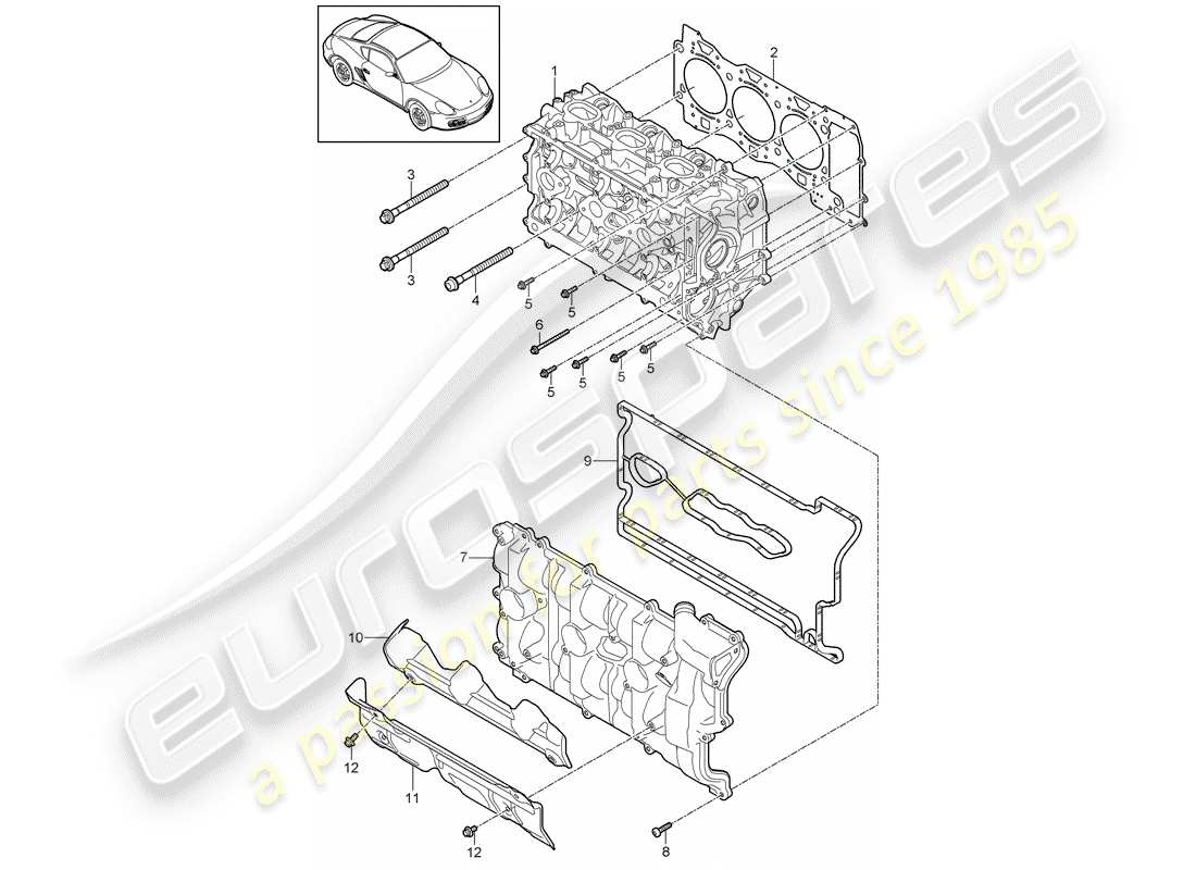 porsche cayman 987 (2012) cylinder head part diagram