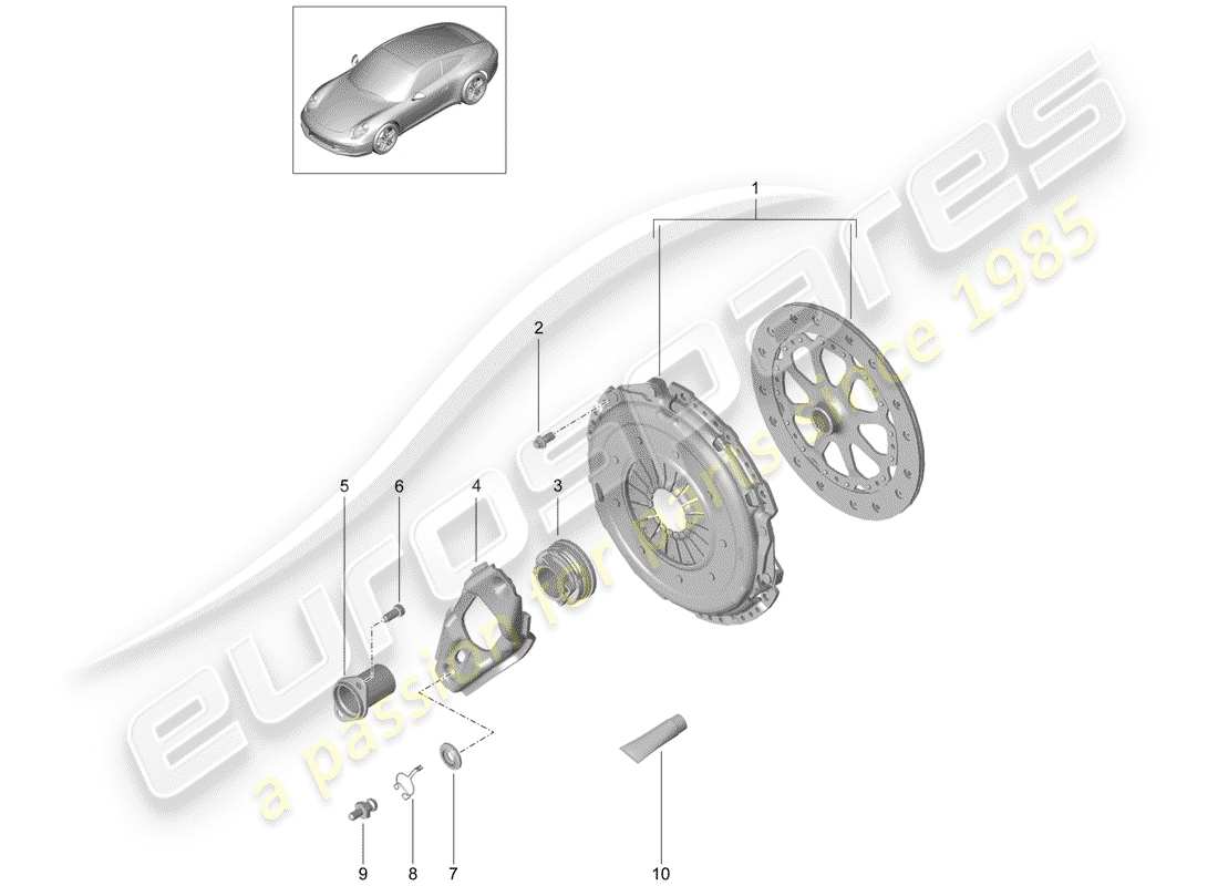 porsche 991 (2016) clutch part diagram