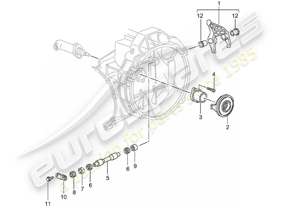 porsche 996 t/gt2 (2001) clutch release - clutch slave cylinder - see main and sub-group: - 7/02/08 part diagram