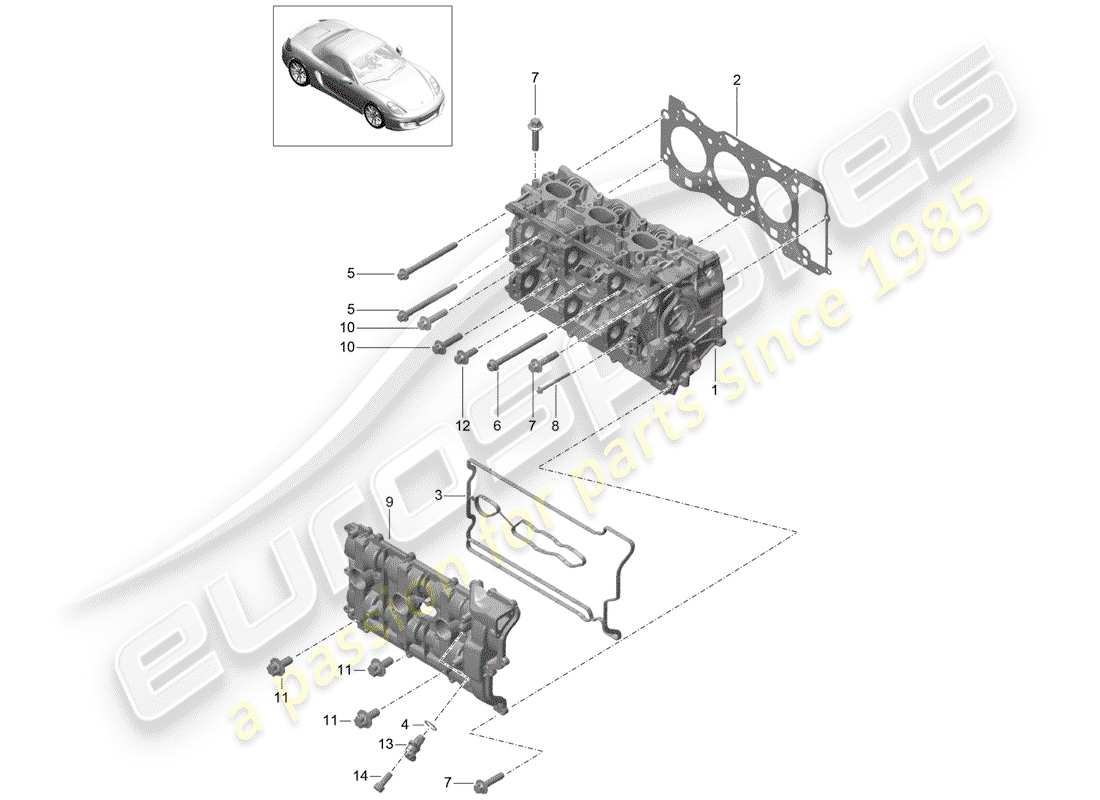 porsche boxster 981 (2016) cylinder head part diagram