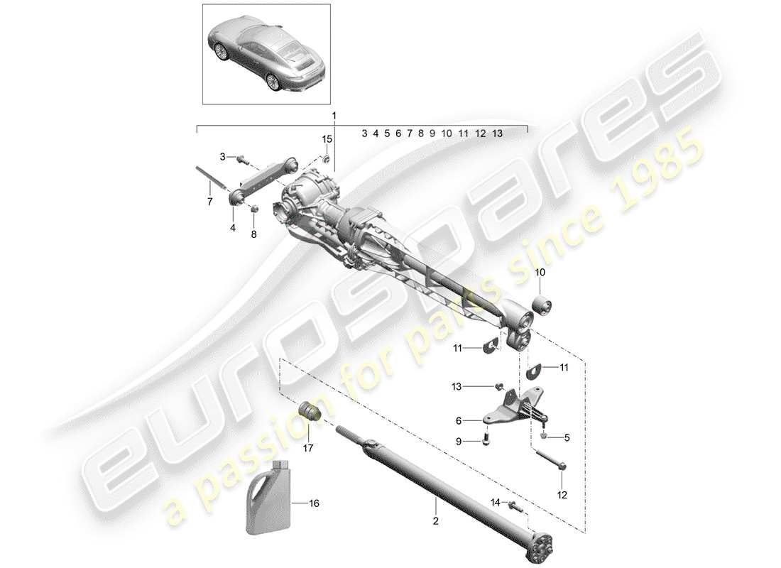 porsche 991 gen. 2 (2017) front axle differential part diagram