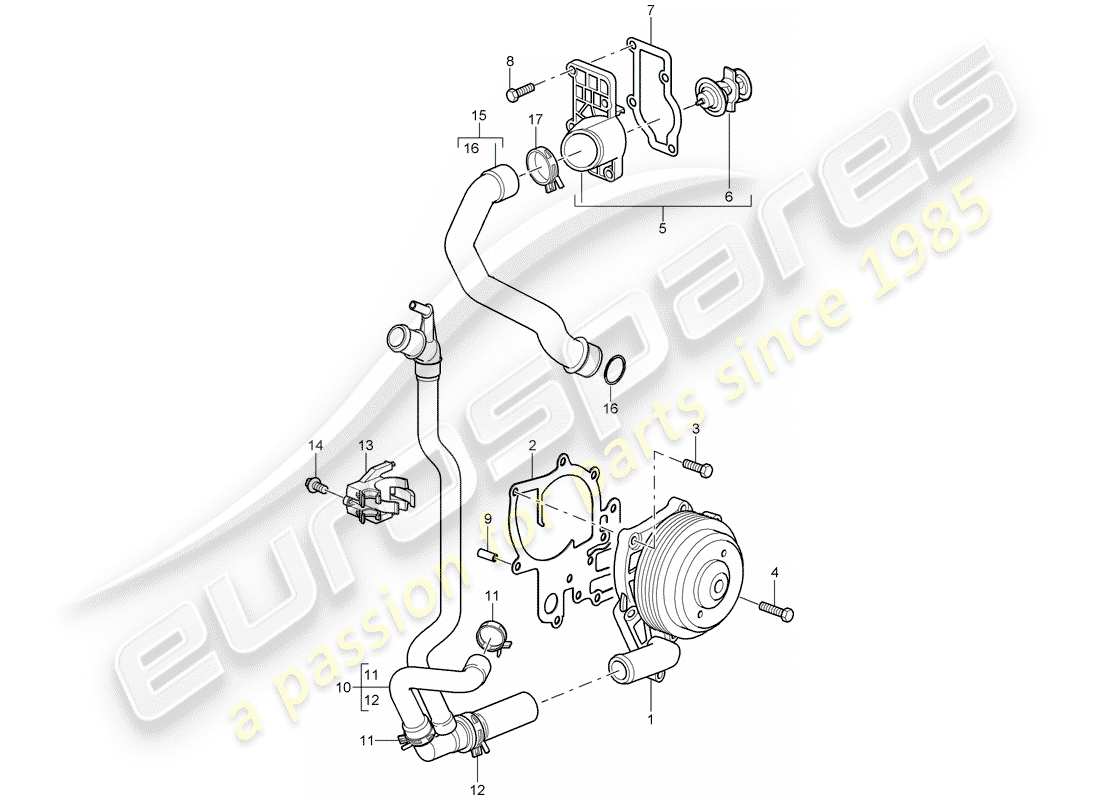 porsche 997 (2005) water pump part diagram