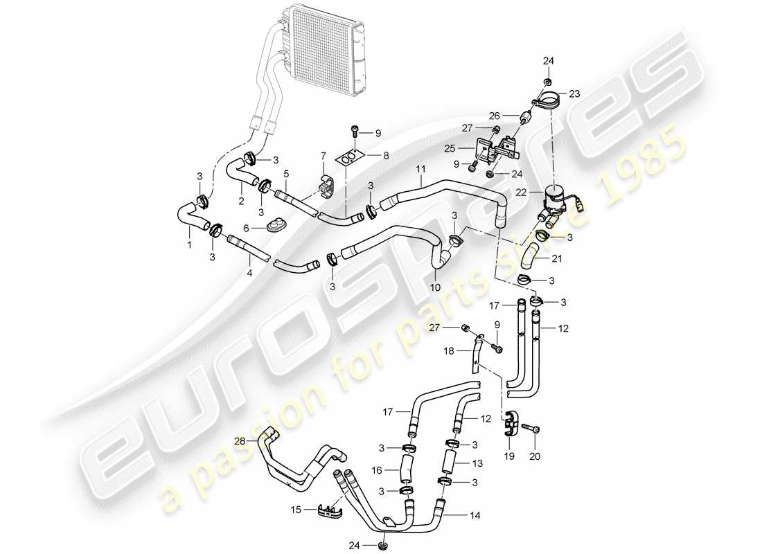 porsche cayenne (2008) heater part diagram