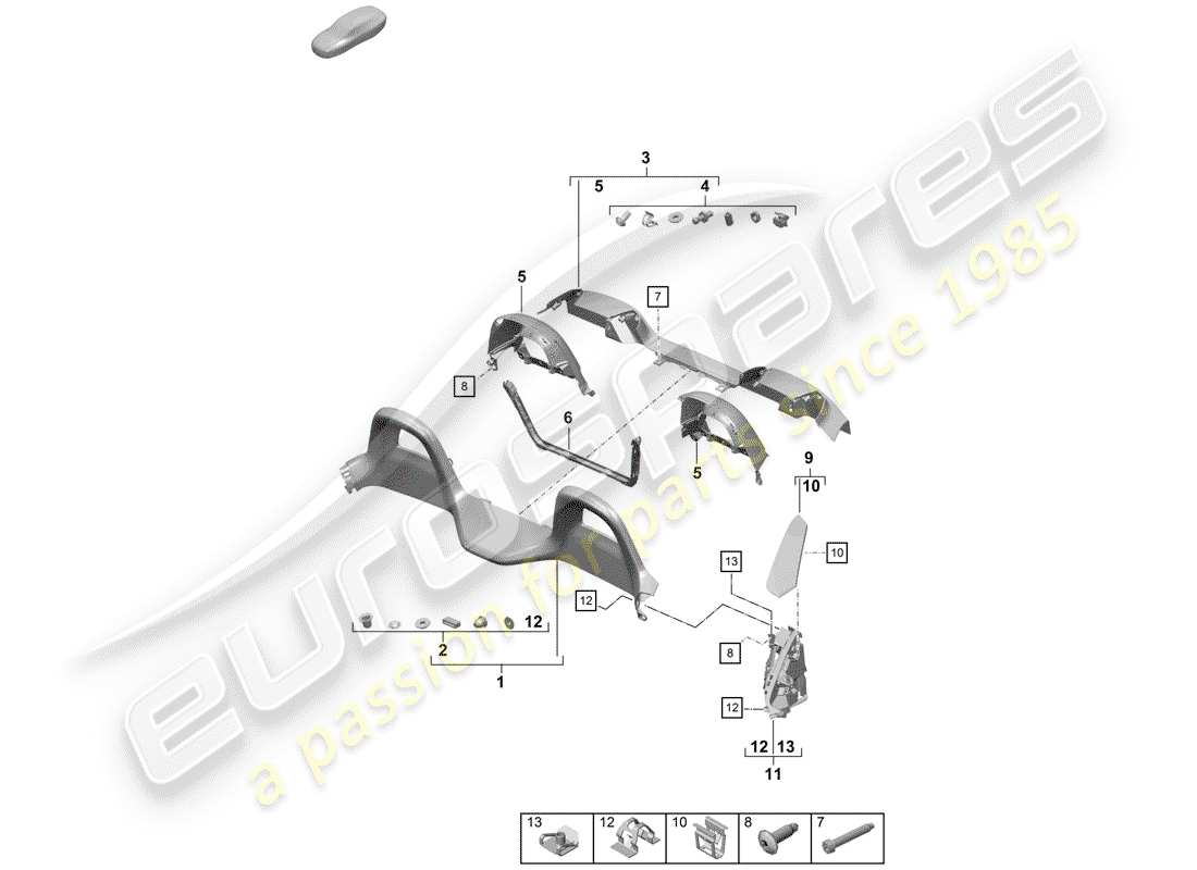 porsche boxster spyder (2020) trims part diagram