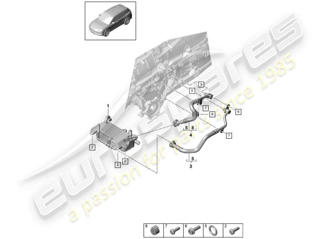 porsche cayenne e3 (2018) 8-speed automatic gearbox part diagram